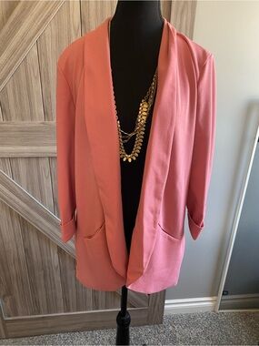 Pink Open-Front Women's Blazer Jacket